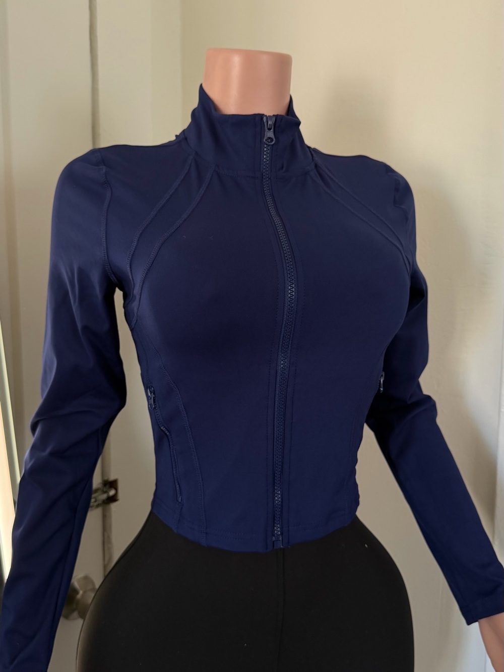 Navy Zip-Front Women's Active Jacket